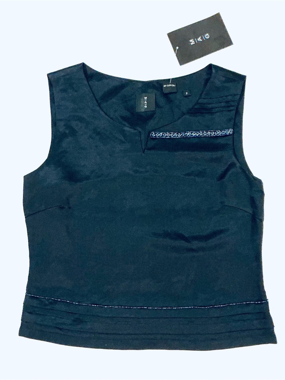 MAG, Navy Blue Sleeveless Satin finish Tank Top, Size 2, NWT